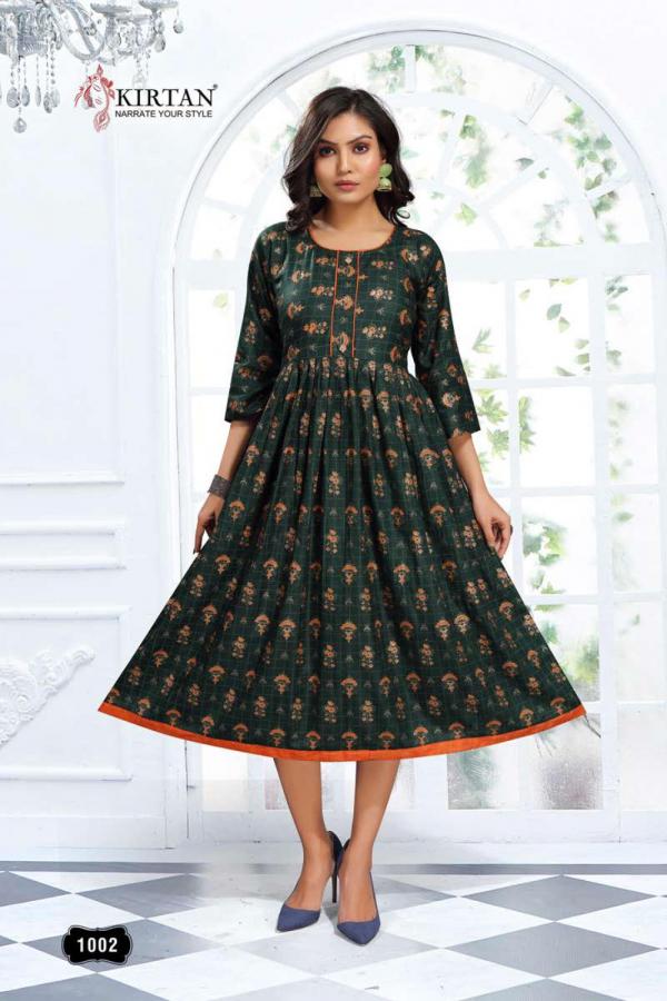 Kirtan Aarohi 2 Beautiful Rayon Printed Flair Kurti 